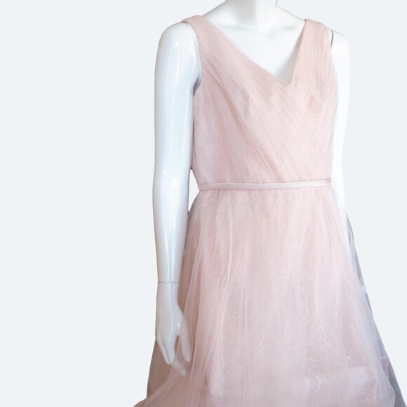 COPY - White by Vera Wang Blush Tulle over Lace Bridesmaid Dress size 12 - Picture 2 of 9